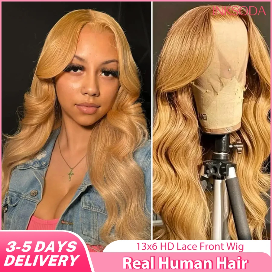 

Парик Honey Blonde 13X6 HD Lace Frontal, волнистый, из натуральных человеческих волос, плотность 220%, с предварительно выщипанными прядями, бразильские волосы # 27 цветных париков с кружевной передней частью