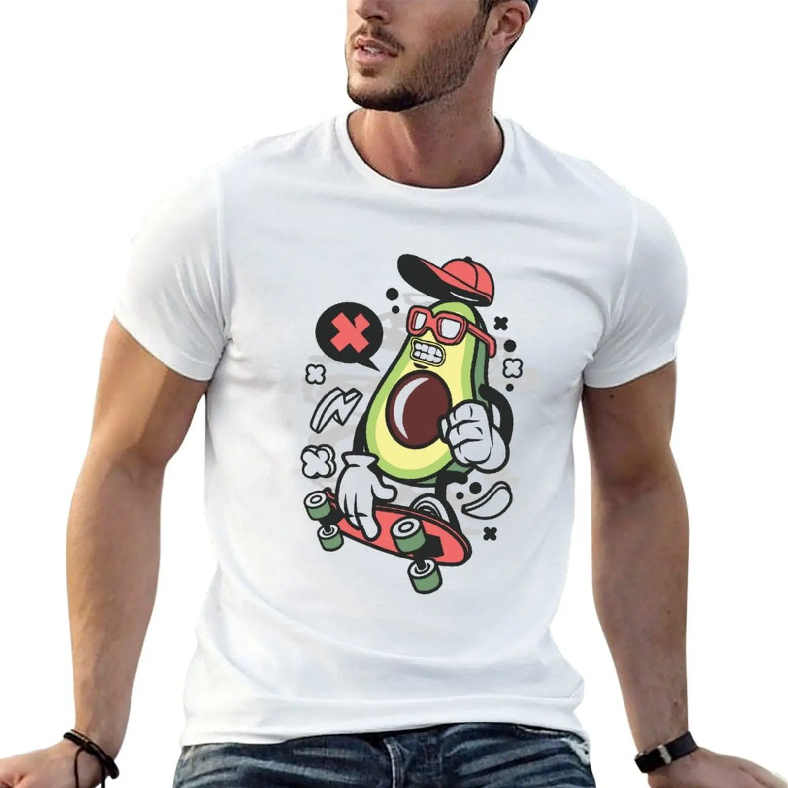 

Avocado Skater T-Shirt cotton t shirt pack anime t shirts oversize t shirts with prints T-shirt