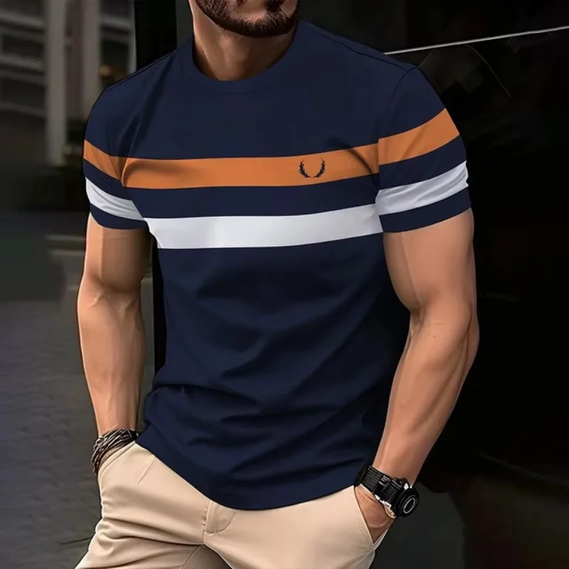 3D Print Colorful Stripes T Shirt For Men Color Block Pattern Short-Sleeved Tees Harajuku Streetwear Tops O-Neck T-Shirt Clothes image 5