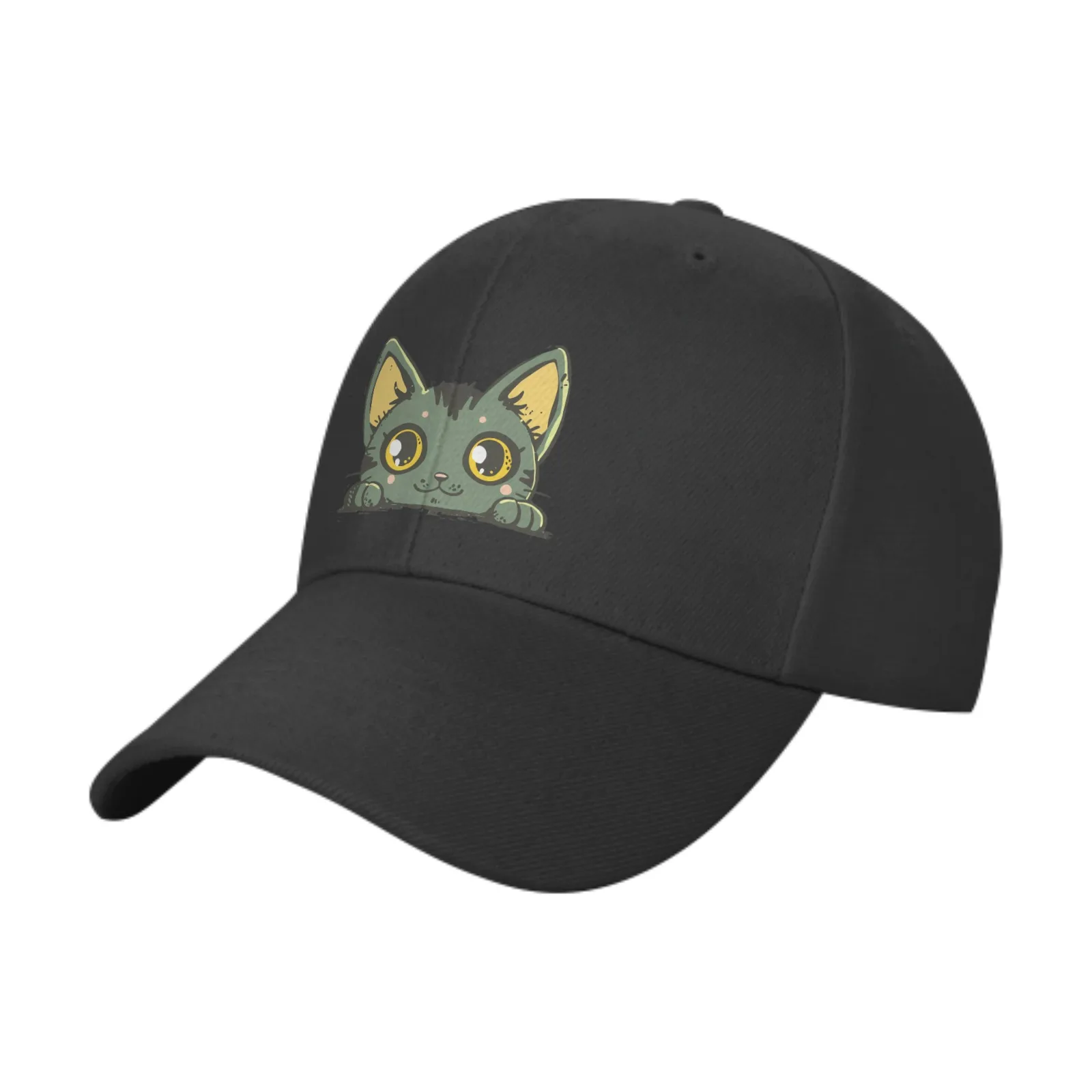 Big Eyes Green Cat Be Prostrate Adult Baseball Cap Outdoor Sports Women's Basketball Hat Sunscreen Leisure Caps For Men