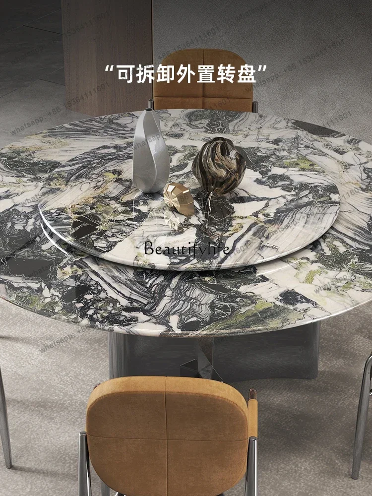 yj58 Marble round Table Italian Minimalist Light Luxury High-End round Luxury Stone Dining Table with Turntable