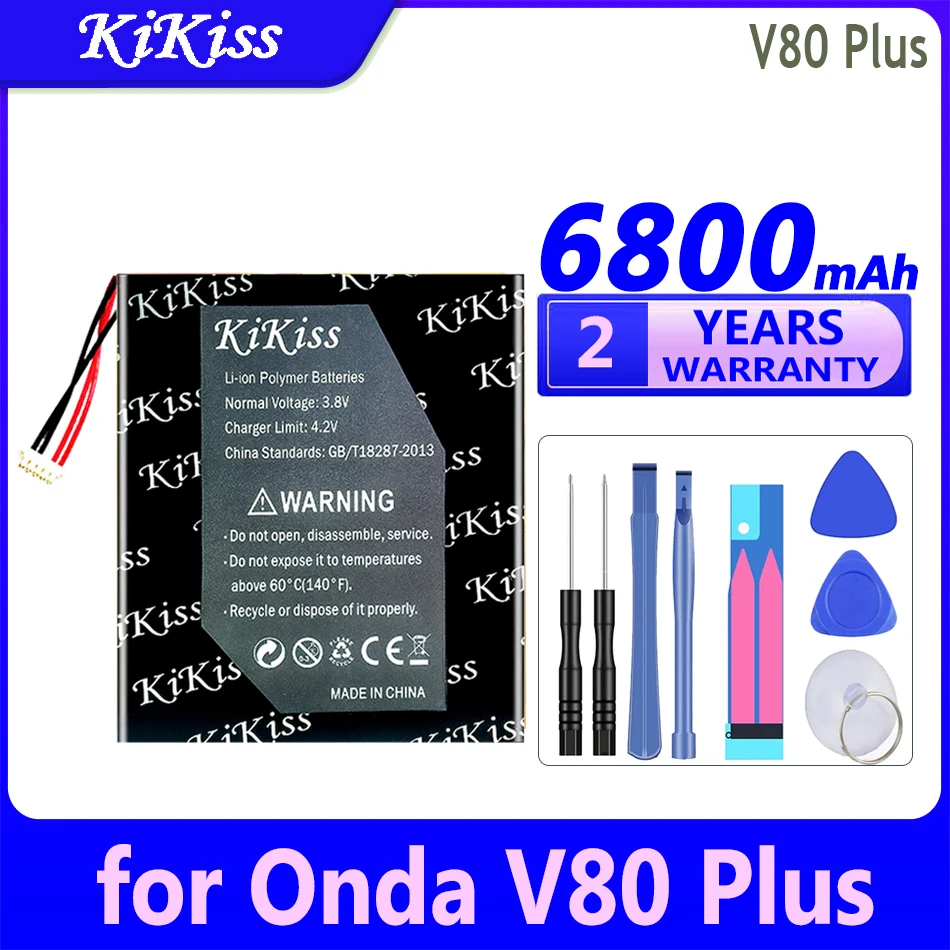 

6800mAh KiKiss Powerful Battery V80 Plus (5-Wire Plug) for Onda V80Plus OC801 OI100 V80SE OI101