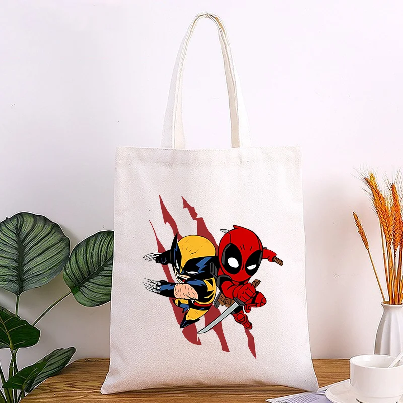 Deadpool & Wolverine Canvas Bag pacchetto Tote pieghevole borsa a tracolla per vacanze in mare studente Cross-Package College regalo riutilizzabile