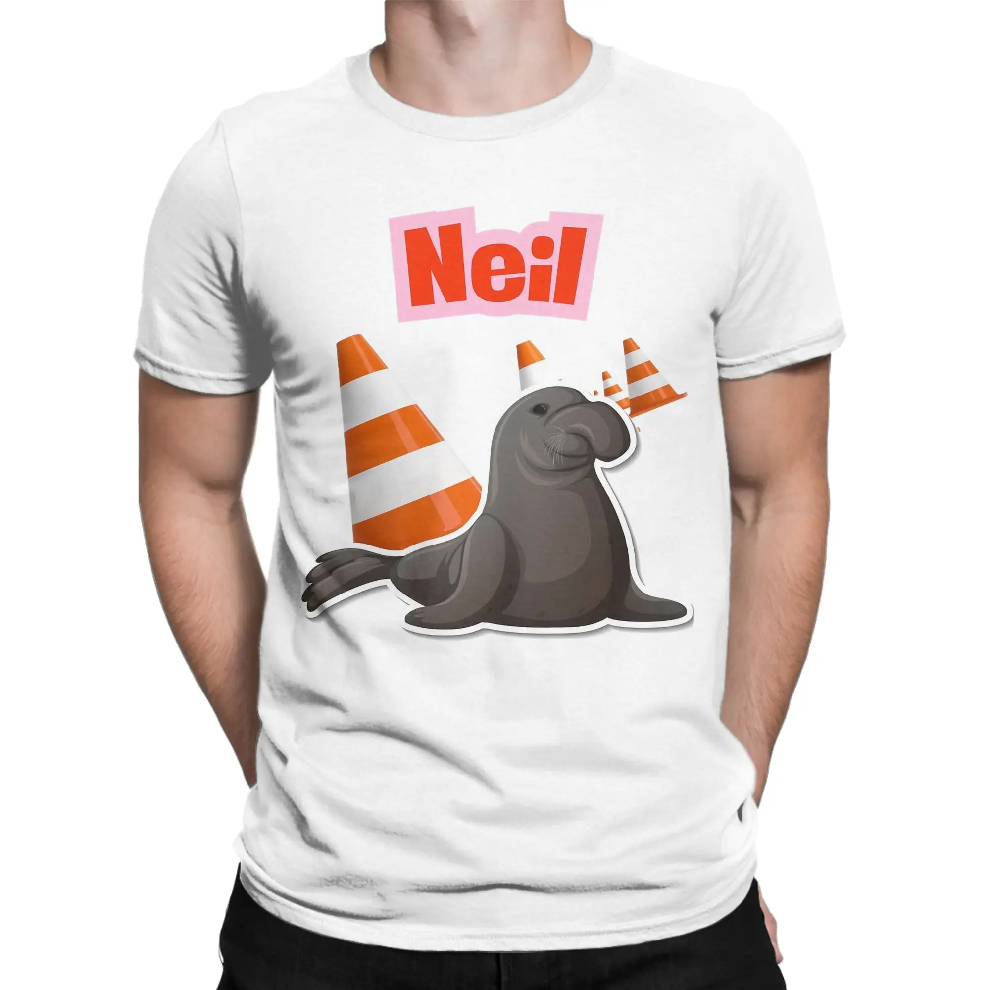 Vintage Neil the Seals T-Shirts for Men Crew Neck Cotton T Shirts  Short Sleeve Tee Shirt Birthday Present Clothing