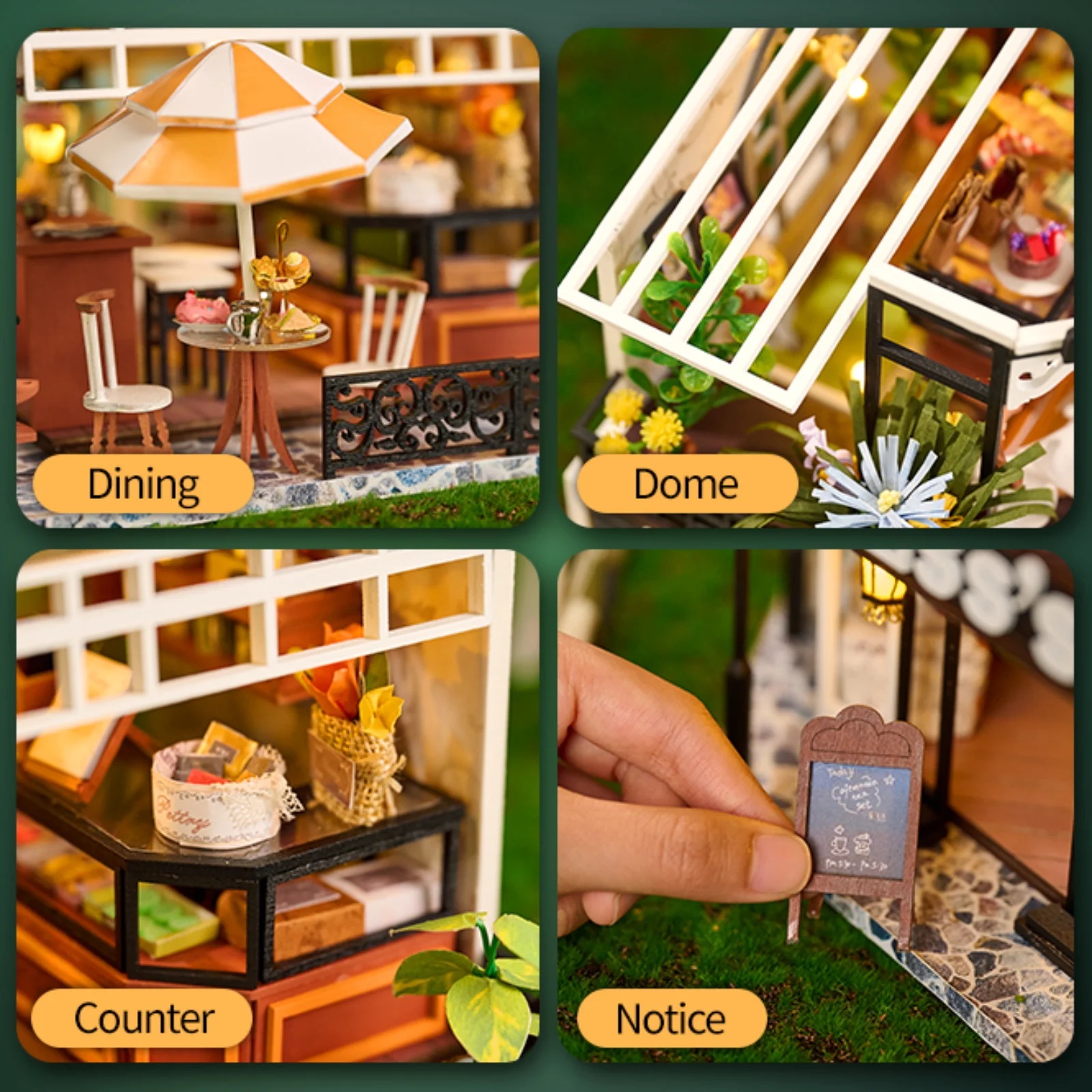 Kit de modelo en miniatura de madera DIY, casa de té de la duquesa, casas de muñecas, rompecabezas 3D, casa de muñecas con luz para amigos, regalos de cumpleaños