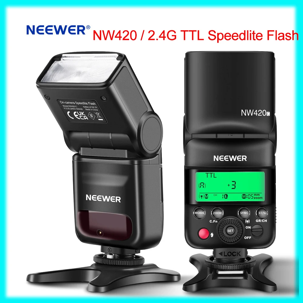 NEEWER NW420 Speedlite Flash for Nikon Canon Sony 2.4G TTL Flash Speedlite 1/8000s HSS High Brightness Flash zoom 24mm-105mm