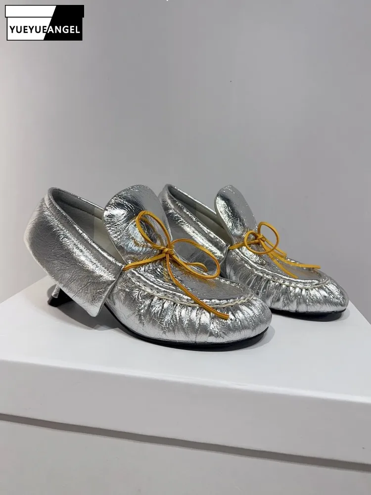 

Весенне-осенняя женская обувь из натуральной кожи с бантом, туфли-лодочки без шнуровки из коровьей кожи с круглым носком, модная повседневная обувь на мелкой подошве, обувь