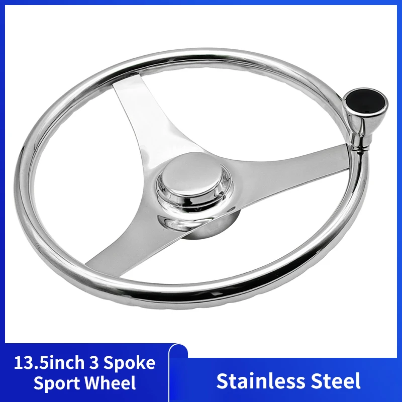 

Alastin 13-1/2" Marine Stainless Steel Sport Steel Steering Wheel 3 Spokes Yacht Marine hardware fittings Boat Accessories