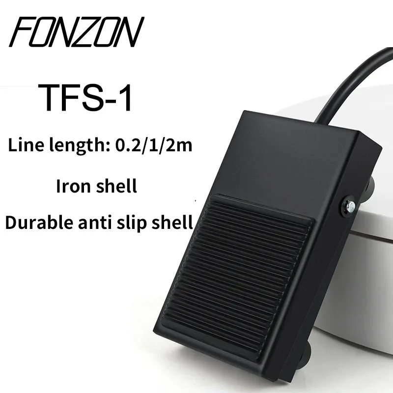 

1Pcs Iron shell Footswitch 10A 250V TFS-1 Foot Momentary Control Switch Electric Power Pedal Line length 0.2M or 2M