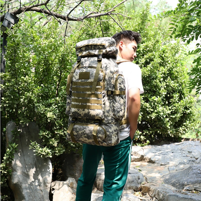 Men\'s 80L Large Hiking Mountaineering Backpack Climbing Hiking Backpack Camping Backpack Sport Outdoor Rucksack Bag