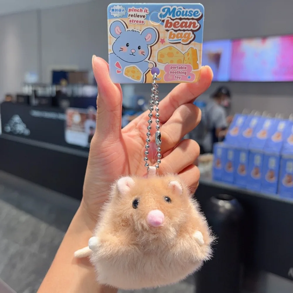 Soft Fabric Bean Bag Hamster Pendant Bag Charm Stuffed Animal Fluffy Mouse Keychain Kawaii Backpack Rat Plush Doll Birthday Gift