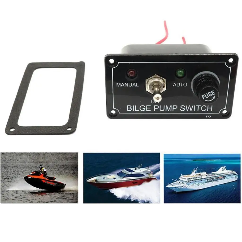 12V DC Bilge Pump Switch Control Panel LED Marine Manual / Off / Auto