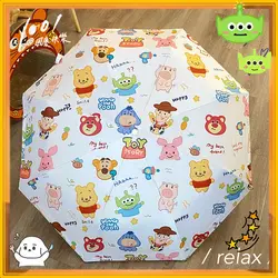 Disney Winnie Design Automatic Umbrella  Windproof UV Protect Umbrella for Women Girl Sunny and Rainy Folding Umbrellas