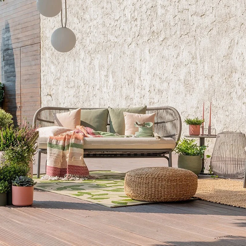 

Customizable Nordic courtyard villa open-air garden rattan sofa bed and breakfast balcony