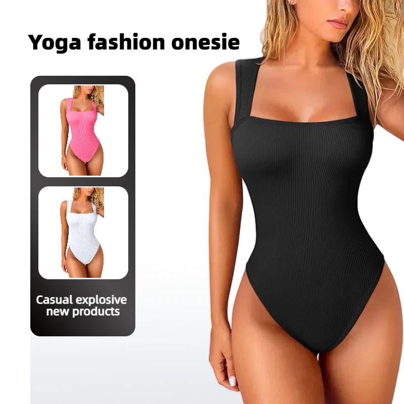 

New women's yoga wear bodybuilding rompers with suspenders tummy tuck elastic shapewear casual sexy hip sportswear