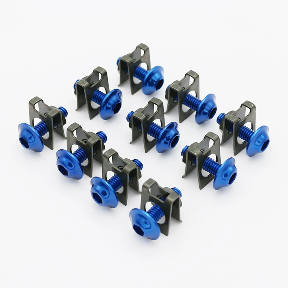 1Set 10x 6mm Motorcycle Fairing Bolt Nut Spire Speed Fastener Clip Screw For Yamaha