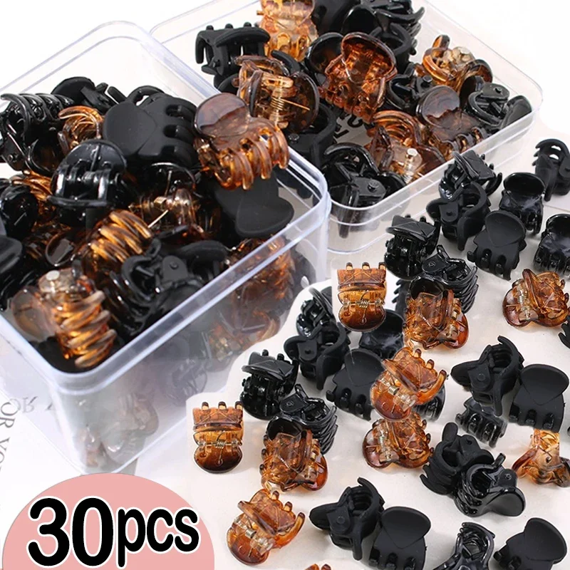 10-30pcs/pack Hair Claw Clips for Women Girls Accessories 1.5cm Black Brown Transparent Plastic Mini Claws Hairclip Clamp Gifts