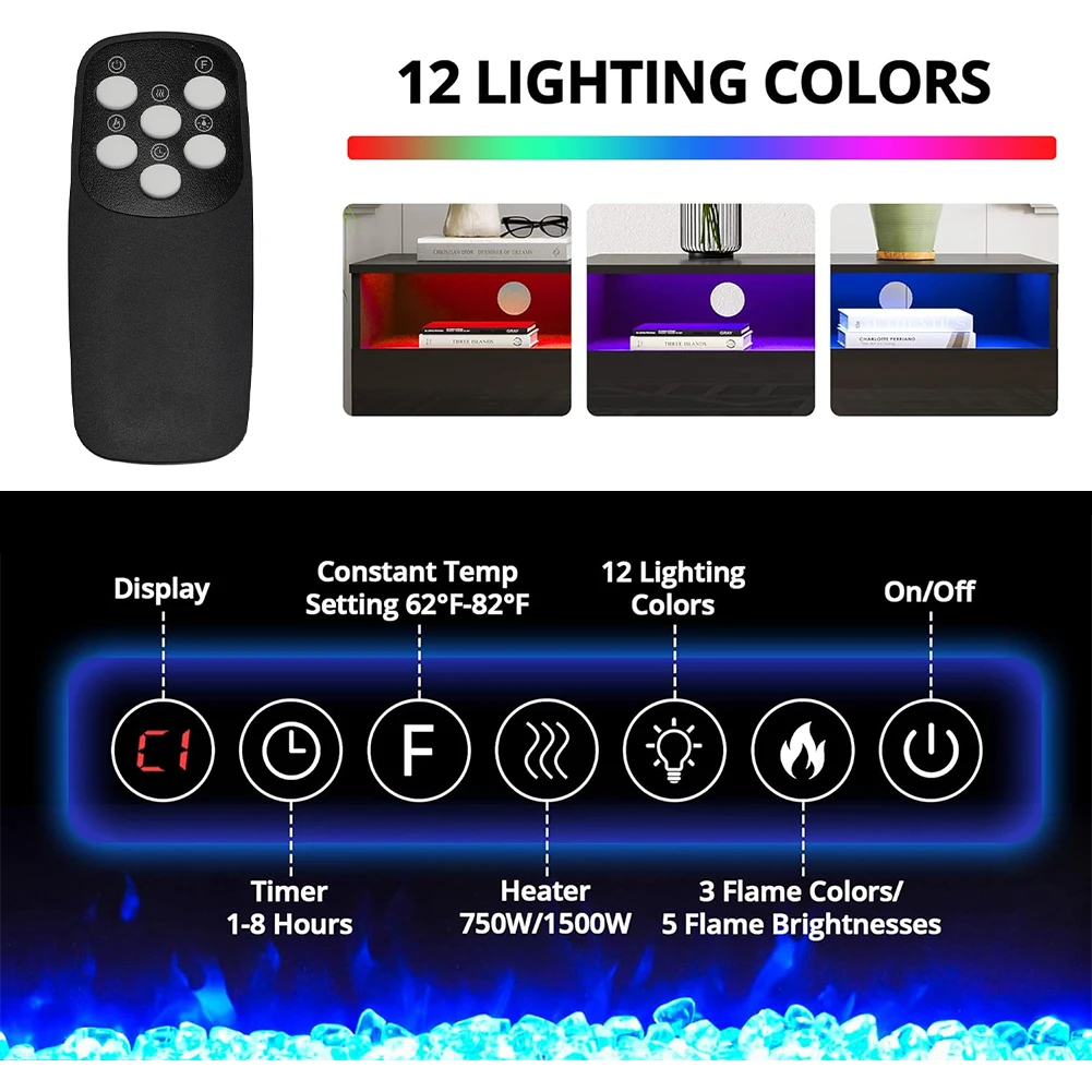 【Breeins】Recessed Electric Fireplace TV Stand with Closed Storage Home Decoration With Remote Modern