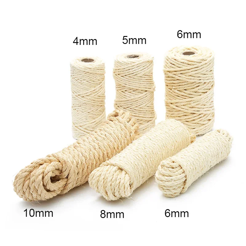 Natural Sisal Rope for Cat Tree Cat Scratching Post Replacemen Rope Sisal for Protect Sofa Cats Scratcher Rope Scraper Cats Toy