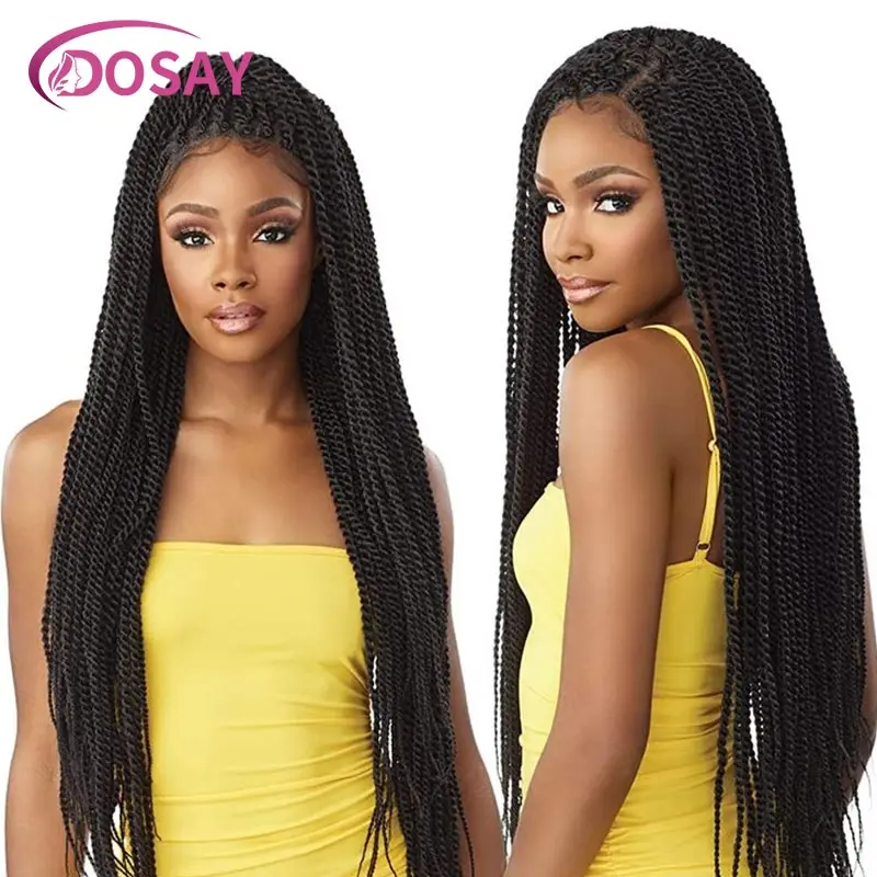 

36'' Full Lace Front Synthetic Senegalese Twist Braided Wigs for Black Women Goddess Knotless Box Braided Lace Front Braids Wigs