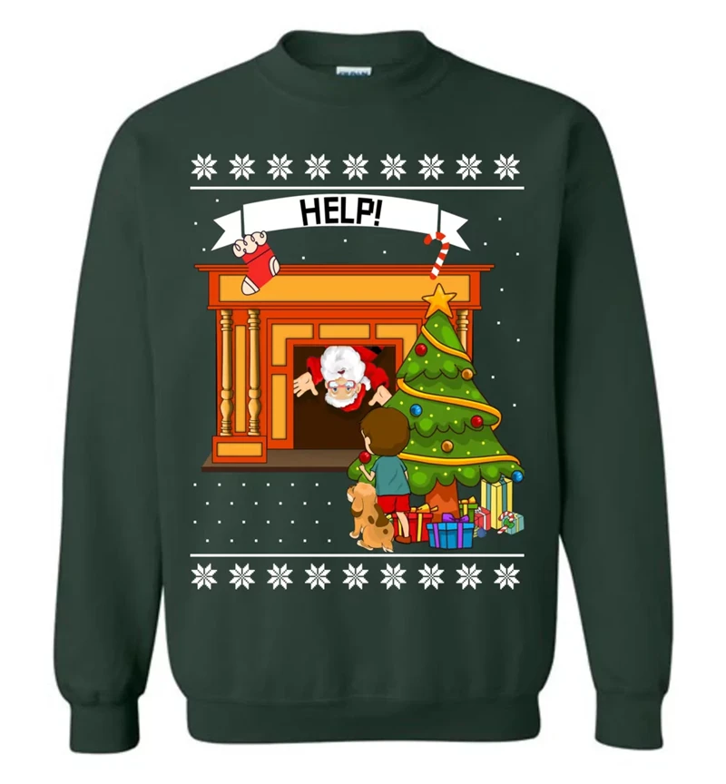 Funny Stuck Santa Ugly Christmas Sweater For Men Fashion Holiday Xmas 3D Printed Kids Sweatshirt Casual Harajuku Pullovers Tops