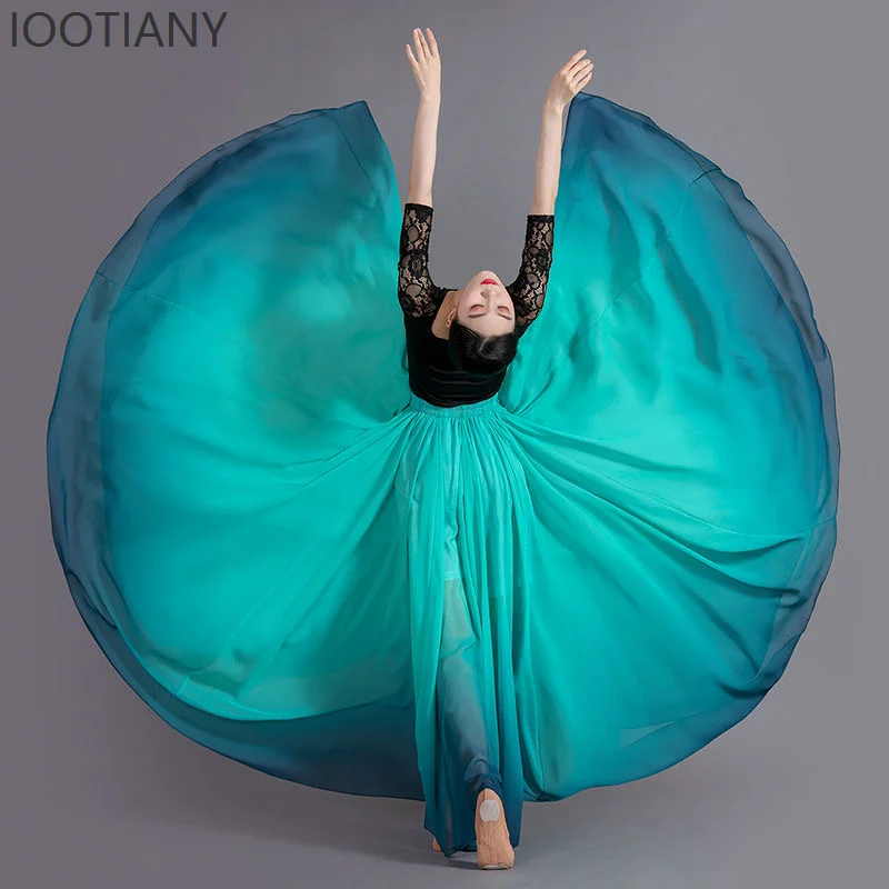 IOOTIANY falda de baile Flamenco degradado Multicolor falda de baile para actuación en escenario de danza clásica para mujer falda 720 ropa 2025