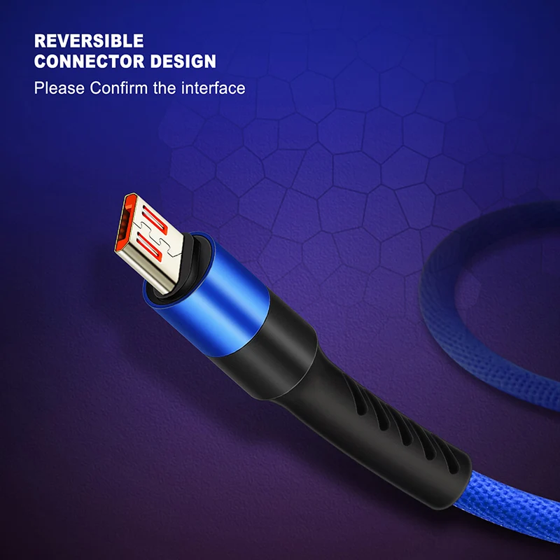 CABLETIME Micro B إلى USB 2.0 A كابل 480 ميجابت في الثانية 2.4A كابل شحن سريع لمزامنة البيانات من النايلون للهواتف الذكية والكمبيوتر المحمول