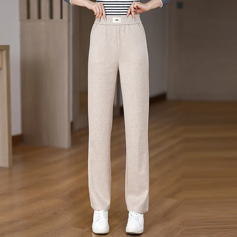 

Oatmeal Color Narrow Pants for Women, Spring and Autumn High-Waisted Slimming Versatile Straight-Leg Draped Casual Pant