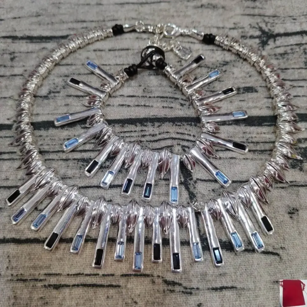 2026 Spanish Noble Court Style Colored Zircon Leaf Shaped Bracelet Necklace Set Banquet Gift