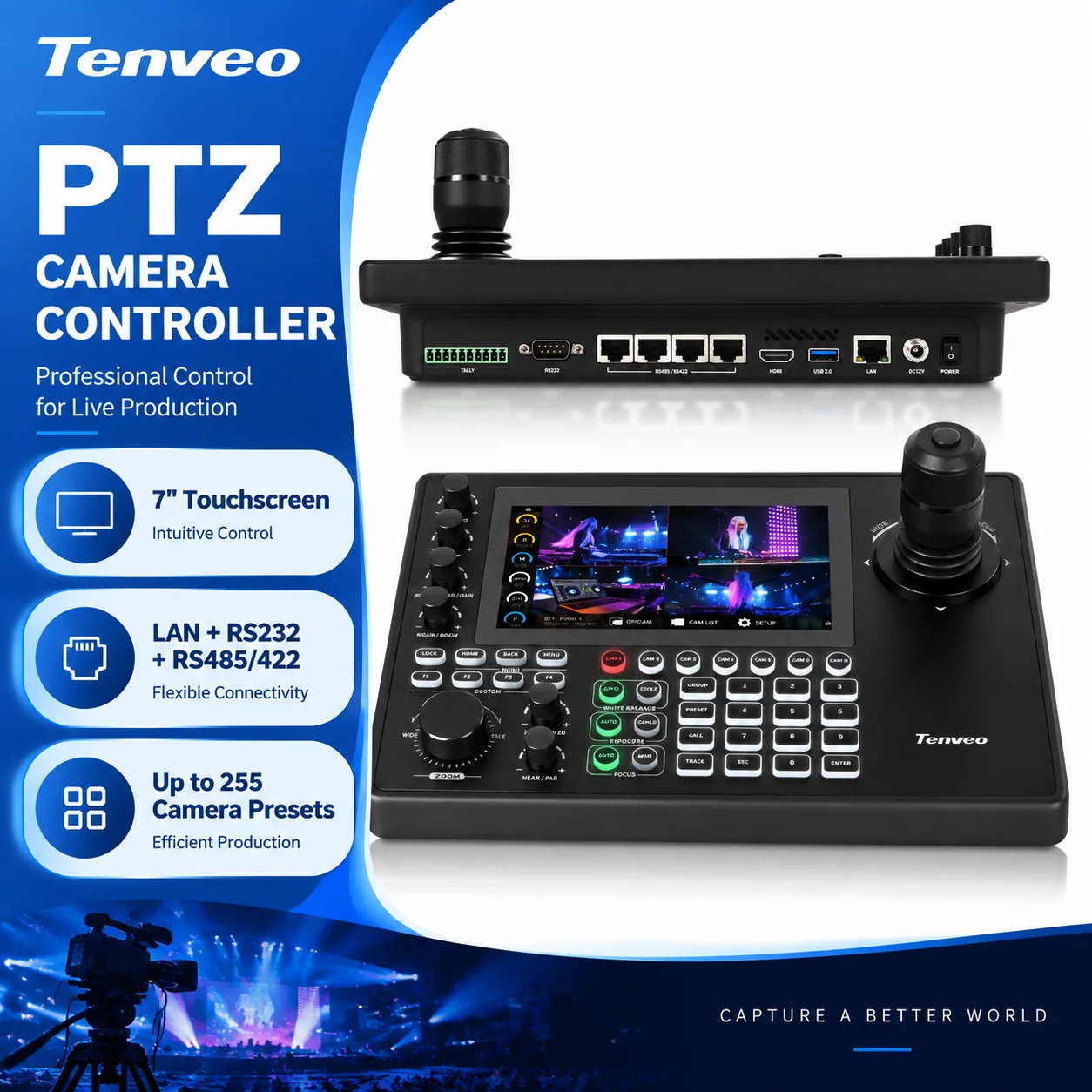 Tenveo KB500 NDI PTZ Joystick Controller with 7