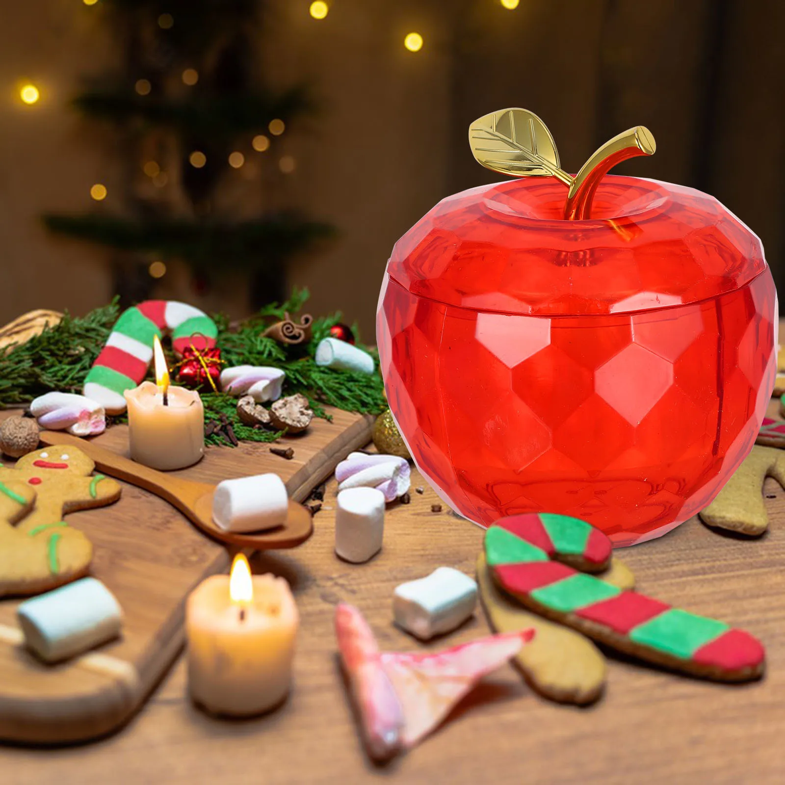 

Large Plastic Apple Candy Jar Decorative Container for Christmas Party Holiday Treats Back to School Teacher Gifts
