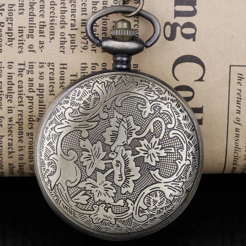 Steampunk خمر البرونزية محكم ساعة جيب كوارتز فوب قلادة ساعة الجيب هدايا الرجال النساء الرجعية الإكسسوارات ساعة على مدار الساعة