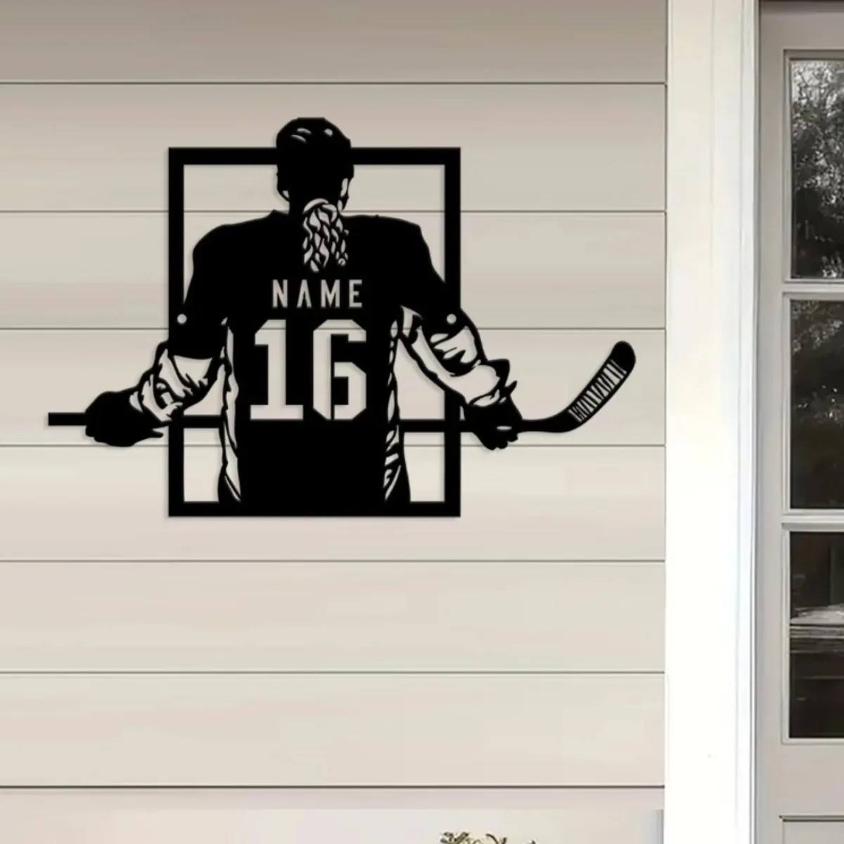 لافتة هوكي معدنية مخصصة - مخصصة مع الاسم والرقم، فن جداري مثالي لغرف نوم الأولاد، هدية رائعة.