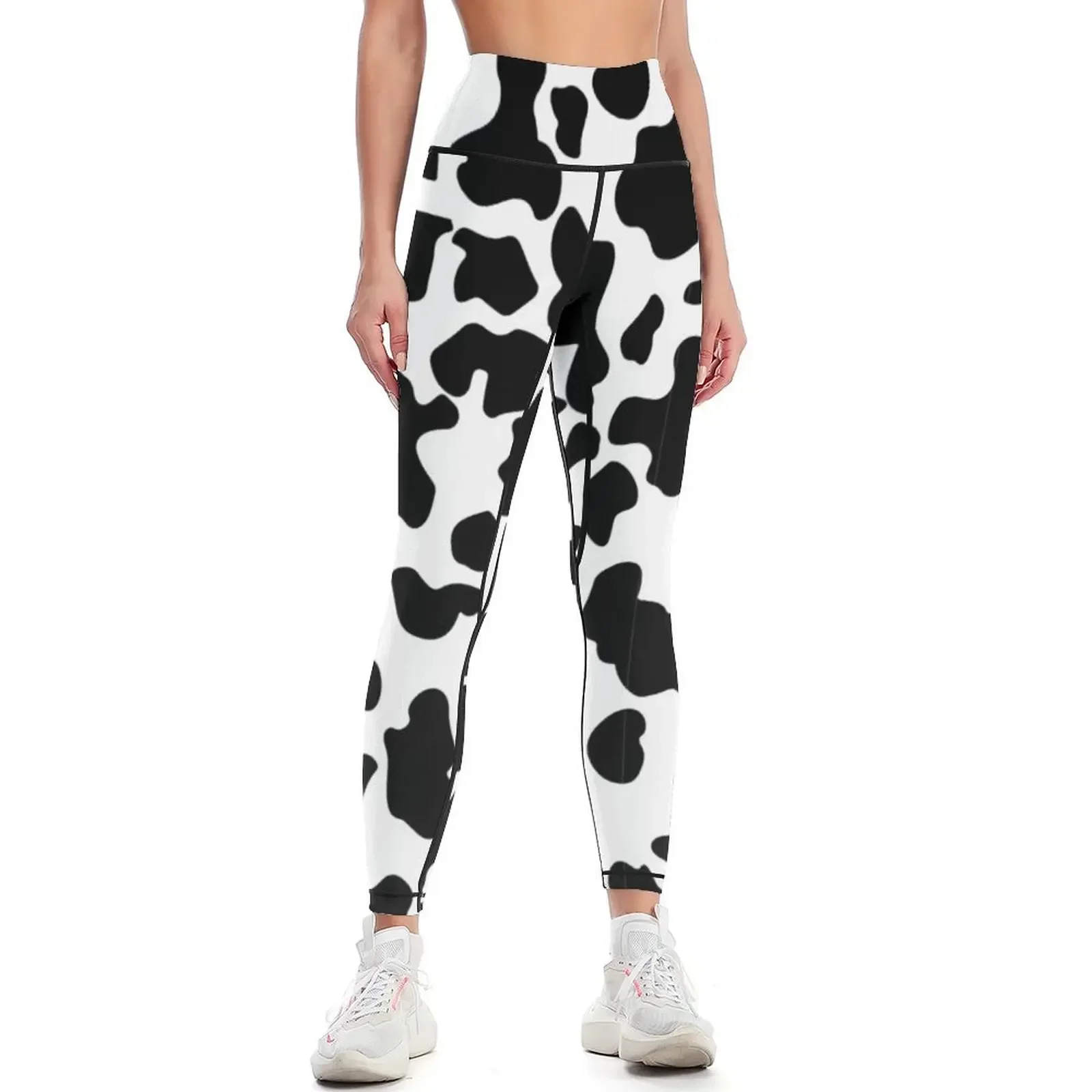 

Black and White Cow Print Leggings flared Fitness's gym clothes workout shorts legings for fitness Womens Leggings