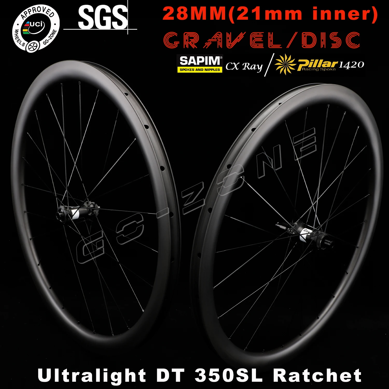 

Carbon Wheels Disc Brake for Road Bicycle, 700C Super Light, DT 350 Sapim CX Ray Pillar 1420, 28mm Gravel Cyclocross UCI Wheelse