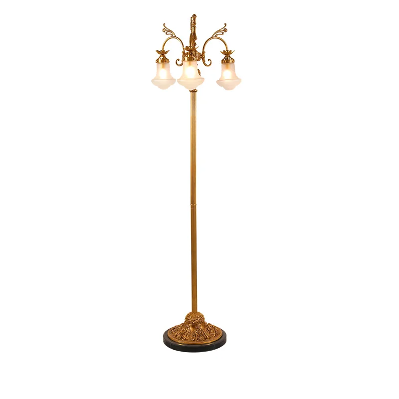 

Art Decor Copper Living Room Corner Hotel Standing Light French Vintage Bedroom Brass Glass Floor Lamp