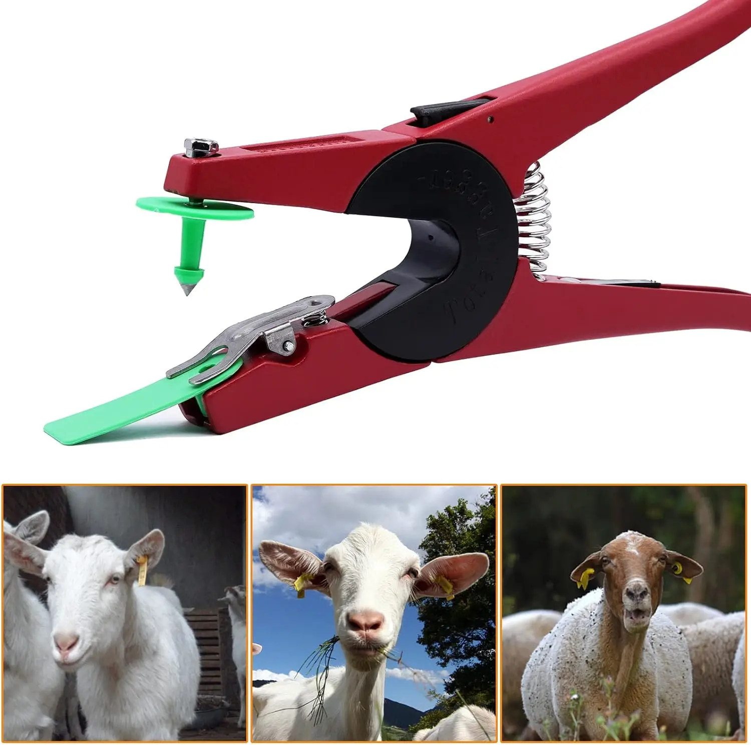 Livestock Cattle Marker Applicator 1-100 Ear Tags For Cattle Animals Identification Kit Ear Tagger with 2Pcs Pins Ear Tag Pliers