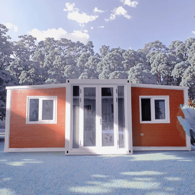 Factory Container House China Mobile Home Container 40ft Tiny Home Container House Dual-wing Expansion Folding House for Spain