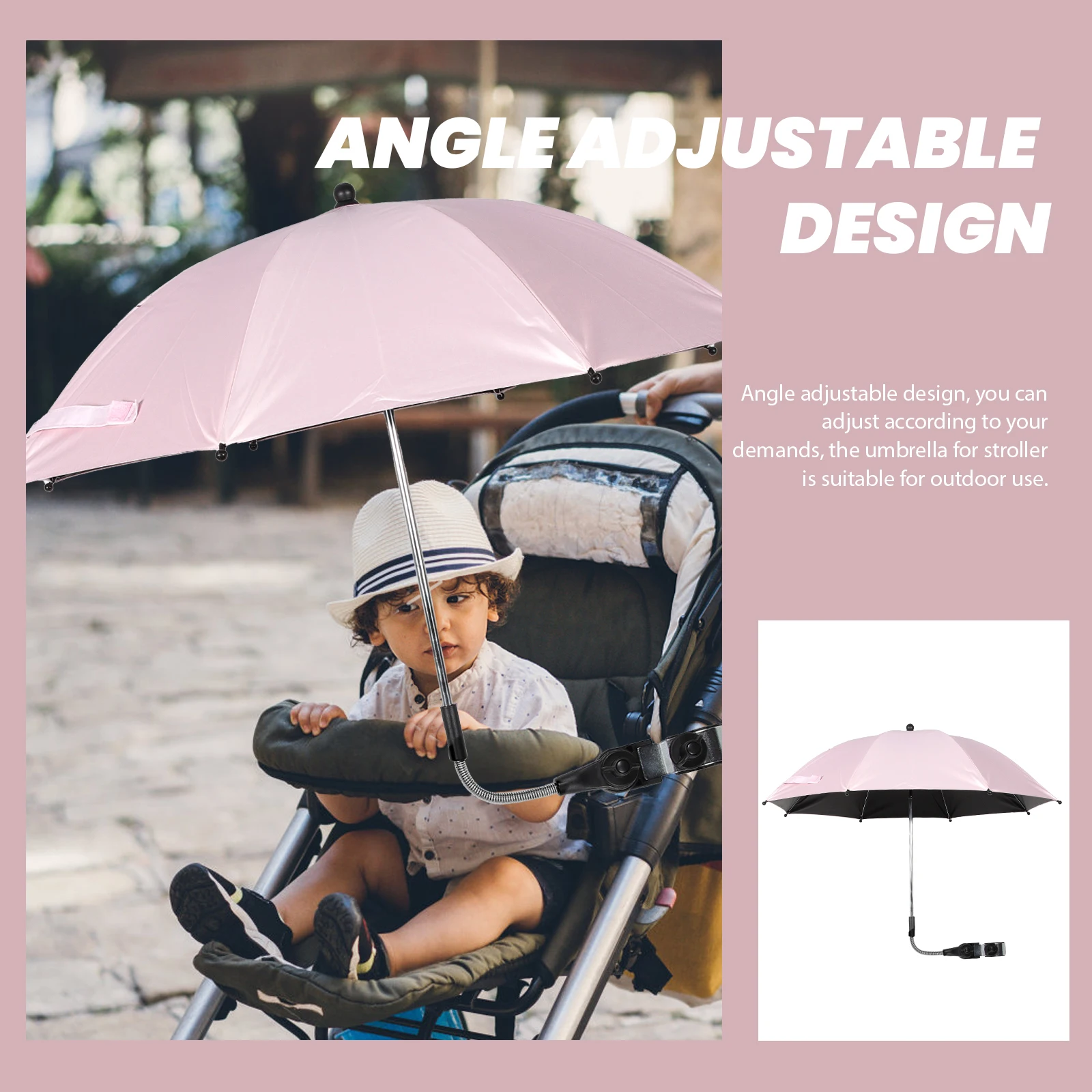 

Sun Shade Umbrella Parasol Strollers Umbrellas Outdoor Anti-UV Pink Alloy for Baby