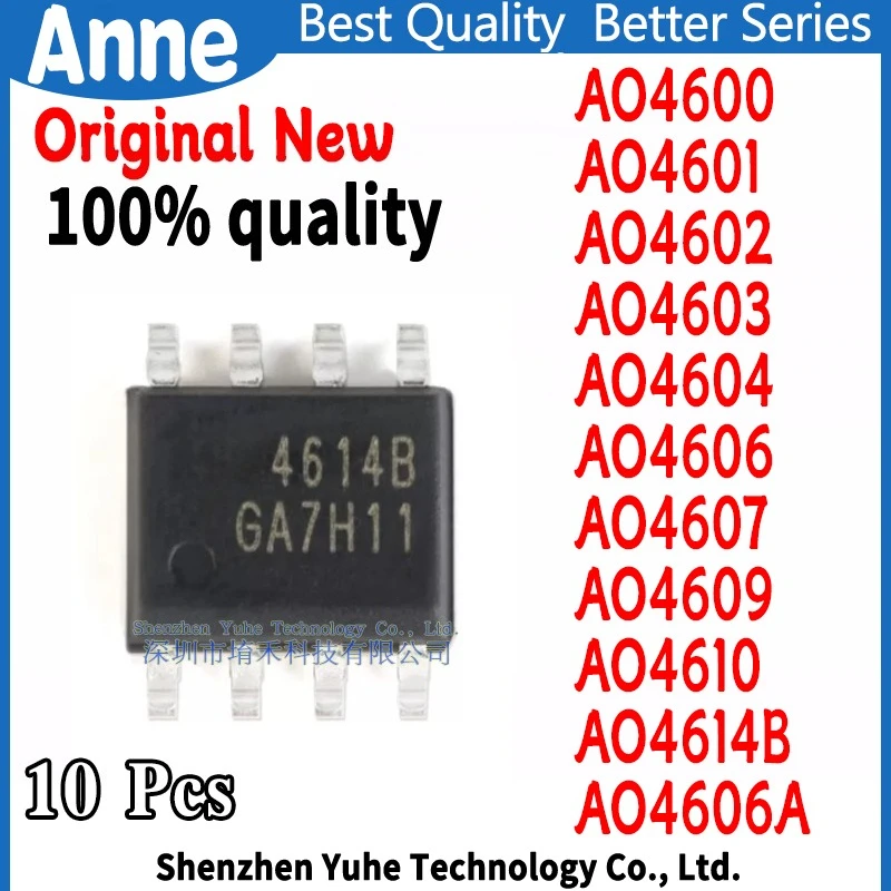 (10piece)100% New AO4600 AO4601 AO4602 AO4603 AO4604 AO4606 AO4607 AO4609 AO4610 AO4614B AO4606A sop-8 Chipset
