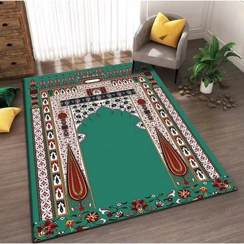 Muslim Prayer Carpets Living Room Doormat Anti-slip Floor Chair Mat Bedroom Rugs Foldable Islamic Interactive Praying Ritual Mat