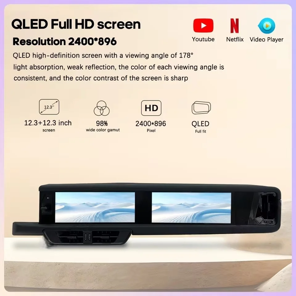 

12.3+12.3 Screen For Porsche Cayenne 2018-2024 Android Car Carplay Multimedia Video Player Wifi GPS Naviga Radio 4G Build-in 360