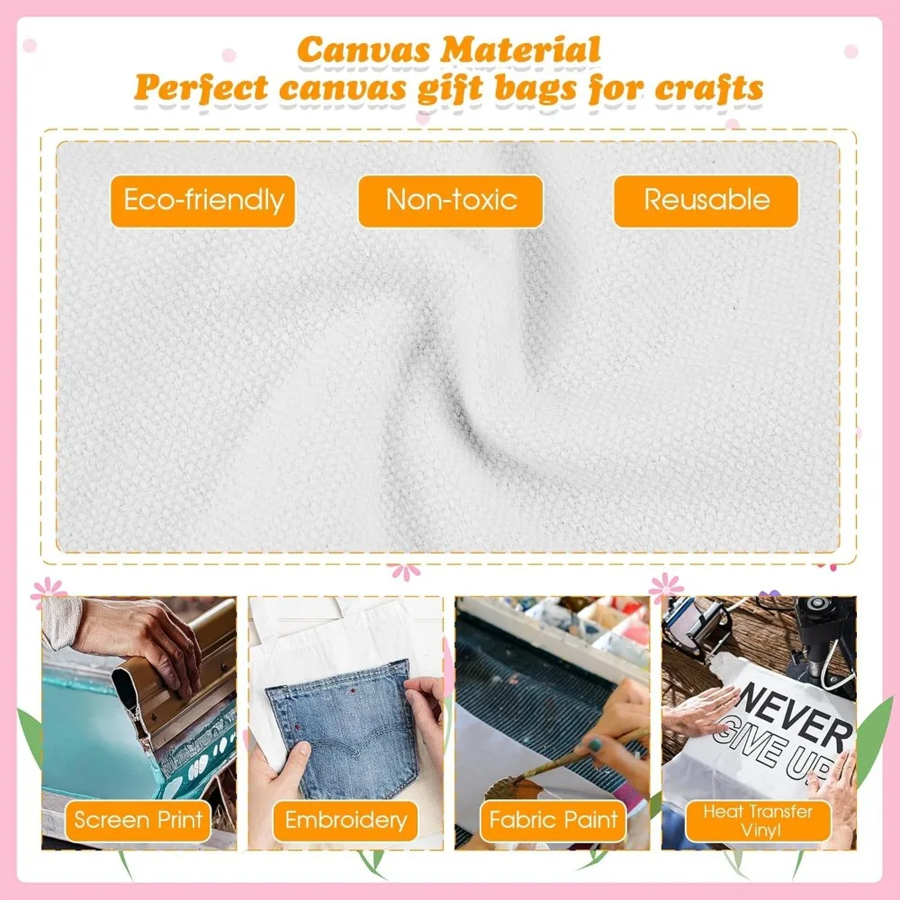 Herbruikbare boodschappentassen, 72 stuks mini-sublimatie blanco canvas tassen, ideaal voor doe-het-zelf, feesten en evenementen (8,5 x 8)