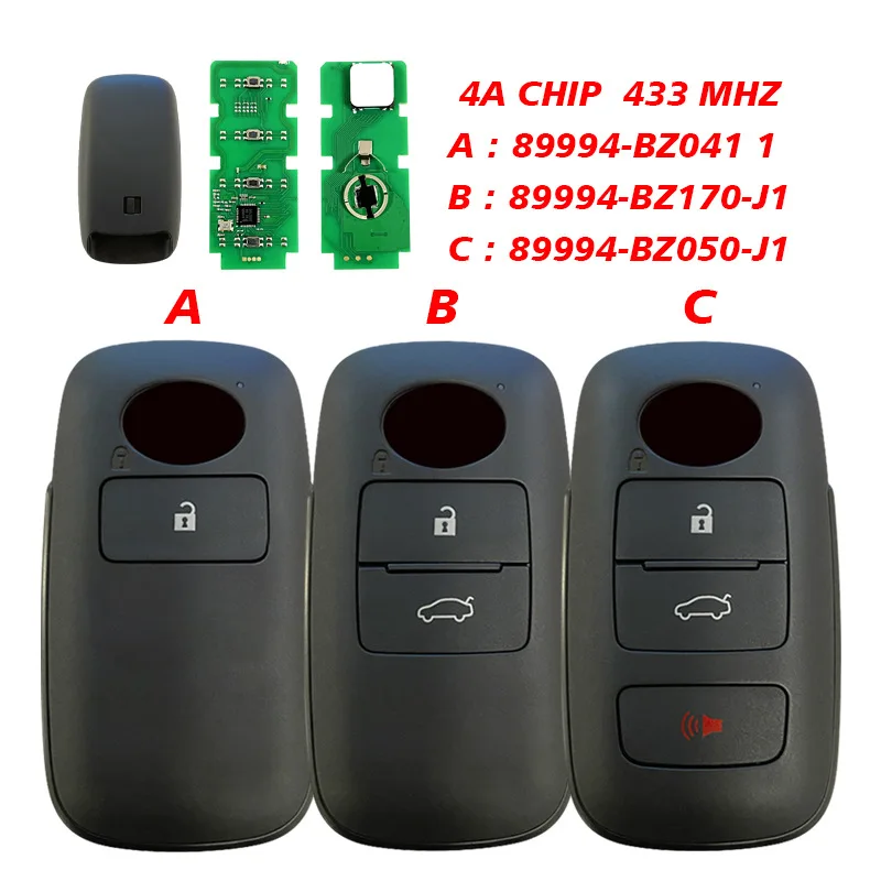 

DIYKEY Smart Keyless Prox Remote Key Fob for Toyota Raize Rocky 2/3 Buttons 433MHz 4A Chip 89994-BZ170 89994-BZ041 89994-BZ050