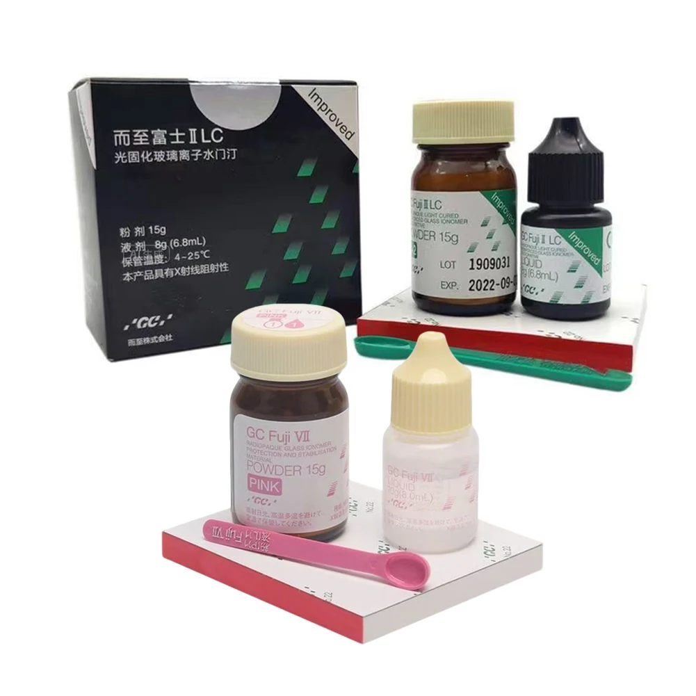 

Original Fuji VII Glass Ionomer Dental Cement Genuine GC Fuji II LC Reinforced Glass Ionized Teeth Restorative Bond Light Cure
