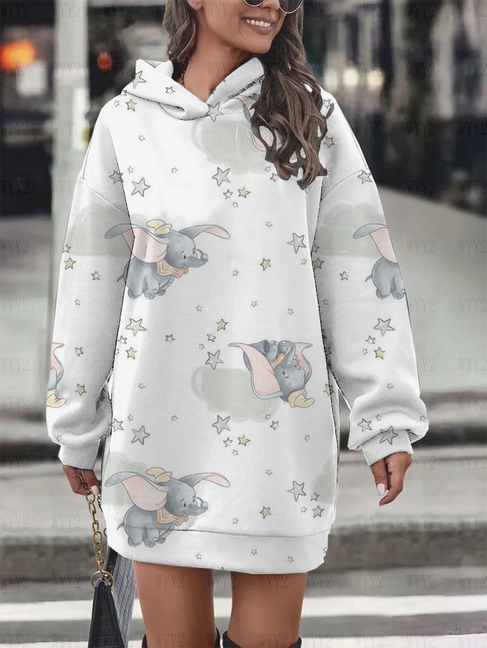 Disney-Robe pull rétro chic pour femme, sweat à capuche imprimé DGreeting, mode simple, printemps et automne