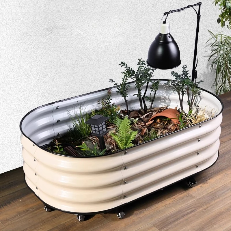 Ecological Landscaping Green Plant Water and Land Tank Metal Climbing Pet Tortoise Breeding Box Half Water Turtle Breeding Box