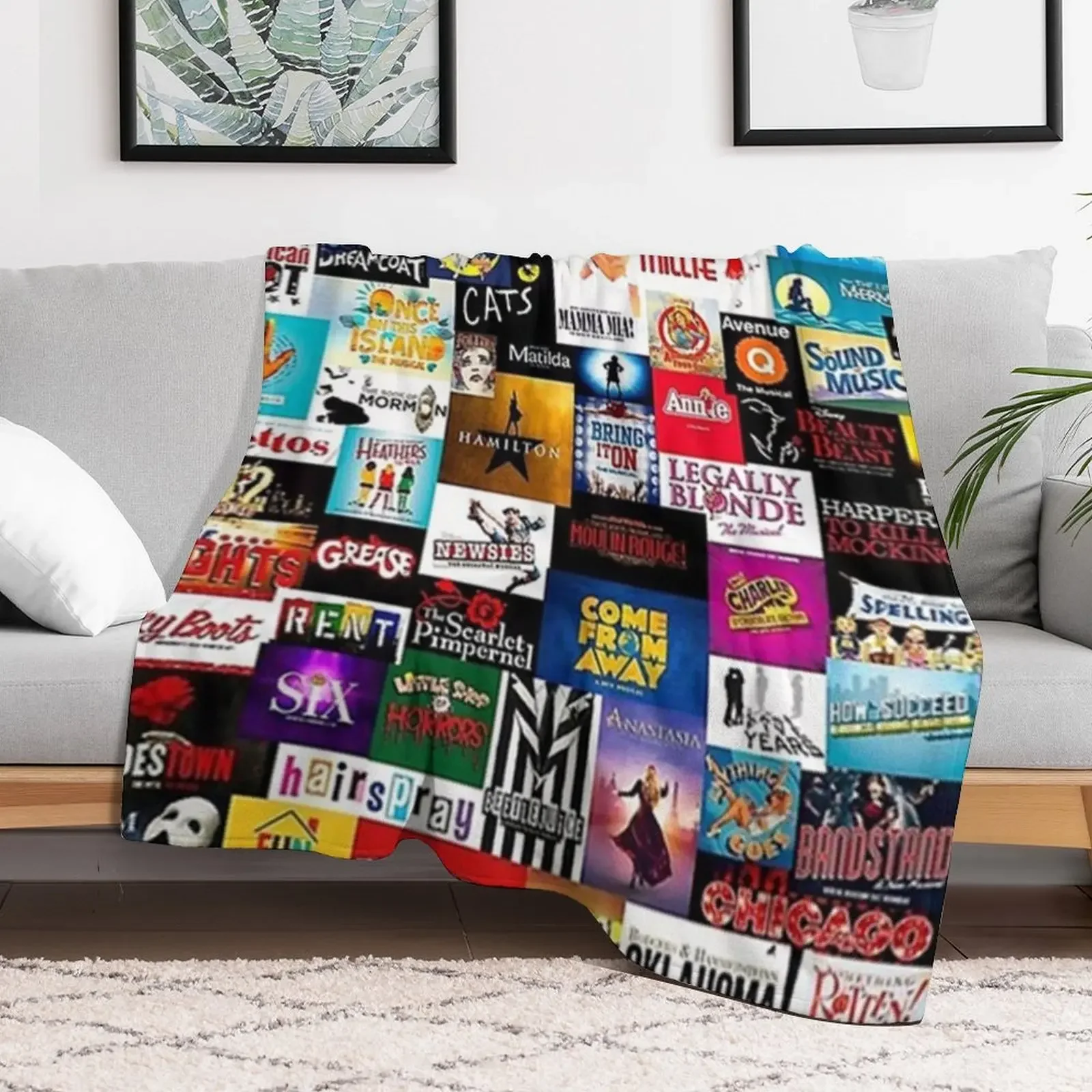 Broadway Show Logo Collage Throw Blanket All Weather Soft Throw Blanket for Sofa
