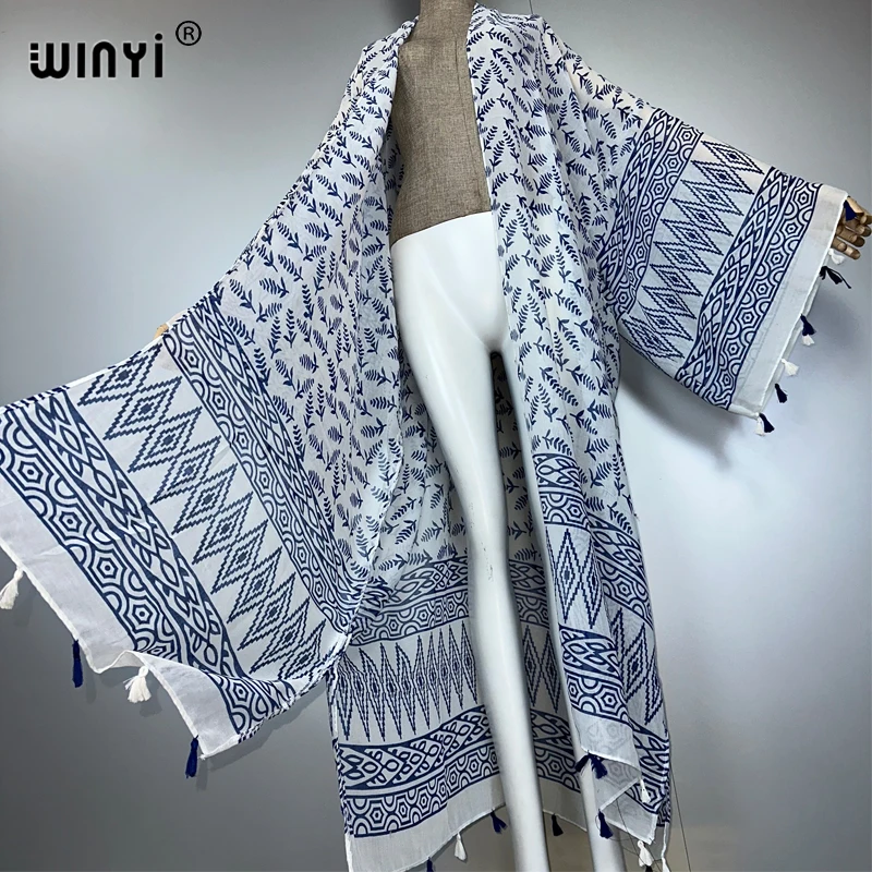 WINYI zomer outfit kimono afrika boho beach cover up moslim jurk vesten strandkleding vrouwen abaya dubai luxe mode kaftan