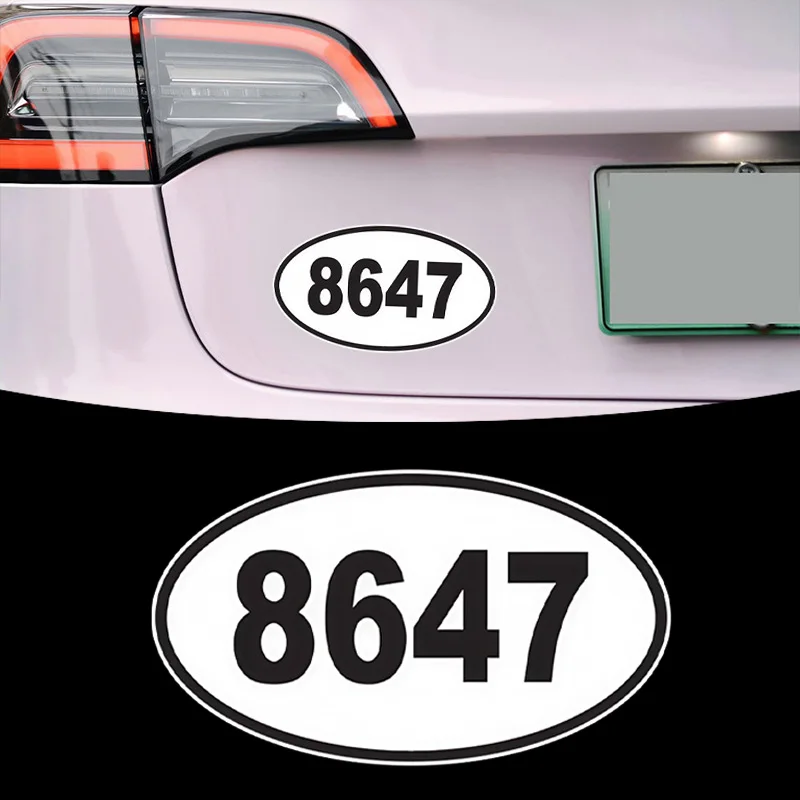 

1PC 8647 Oval Number Waterproof Sticker Vinyl Decal for Motorcycle Scooter Car Window Bumper